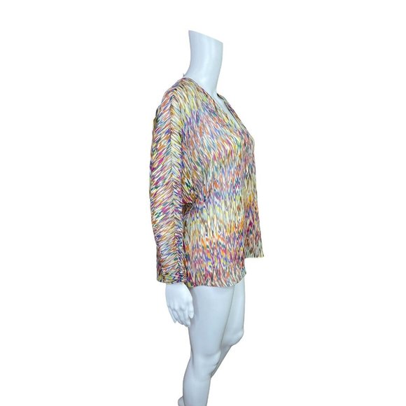 Rory Beca Silk Semi Sheer MultiColor Dolman Sleeve Tunic Top size Medium - Picture 2 of 9